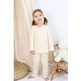 Basic Fitilli İnterlok Kumaş %100 Pamuk 1-5 Yaş Ekru Bebek Pijama Takımı