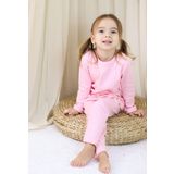 Basic Fitilli Interlok Kumaş %100 Pamuk 1-5 Yaş Pembe Bebek Pijama Takımı