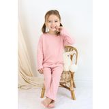 Basic Fitilli İnterlok Kumaş %100 Pamuk 1-5 Yaş Pudra Bebek Pijama Takımı