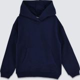 Basic Kapüşonlu Şardonlu Kanguru Cep Detaylı Çocuk Sweatshirt 3-10 Yaş Lacivert