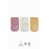 Basic Kaymaz Penye Soket Çorap 3'Lü Bs10107 Pudra Ekru Somon