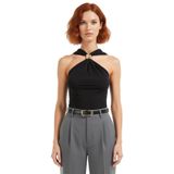 Basic Kolsuz Örme Bluz V Yaka Fitted Kalıp Günlük Kullanım Profesyonel Görünüm_Siyah-S