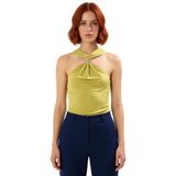 Basic Kolsuz Örme Bluz V Yaka Fitted Kalıp Günlük Kullanım Profesyonel Görünüm_Yağ Yeşil-M