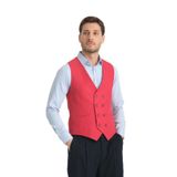 Basic Kruvaze V Yaka Slim Fit Yelek Kırmızı 50