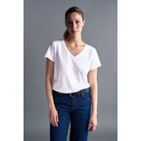 Basic Lightweight V Yaka Kadın T-Shirt - Beyaz - XL
