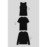 Basic O Yaka 3’lü Paket Siyah Kadın T-Shirt