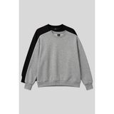 Basic Oversıze O Yaka 2li Paket Siyah-Gri Melanj Kadın Sweatshirt - 97053