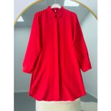 Basic Oversize Tunik Gömlek Kırmızı