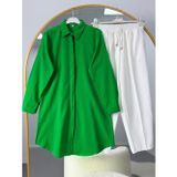 Basic Oversize Tunik Gömlekli Takım Yeşil