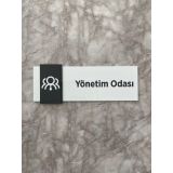 Basic Pearl Black Seri Yönetim Odası Yönlendirme Levhası Kendinden Yapışkanlı Kapı Isimliği