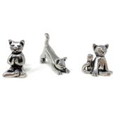 Basic Spirit Yoga Kedi Heykelcik Seti (Kalay)-Mini 3'lü Set