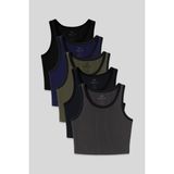 Basic U Yaka 5li Paket Kadın Crop Top Atlet - 97160