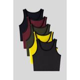 Basic U Yaka 5li Paket Kadın Crop Top Atlet - 97162 - Çok Renkli - XS