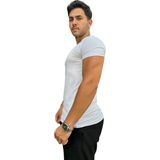 Basic Yaka Düz Tişört - Beyaz - XL