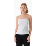Basic Yanları Yırtmaçlı Straplez Büstiyer - Beyaz
