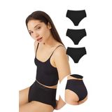 Basic Yüksek Bel Lazer Kesim Bikini Külot 3'lü Paket - 3