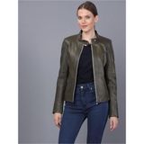 Basics&More Bayan Haki Deri Ceket Haki 2XL