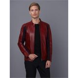 Basics&More Erkek Bordo Deri Ceket Bordo S