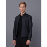 Basics&More Erkek Lacivert Deri Ceket Lacivert - Tafta 3XL