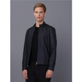 Basics&More Erkek Lacivert Deri Ceket Lacivert - Tafta M