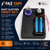 Basit Elektrik Deney Seti | Ampullü Devre Eğitim Kiti | Anahtarlı Pil Yuvalı Elektrik Deney Düzeneği | Faz Yapı Elektrik