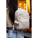 Basit Kore Tarzı Sırt Çantası Seyahat Çantası Krinkıl Su Geçirmez (Okul Boy Değil) Beige - Bej - SIRT ÇANTA - 35x25