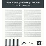 Başkent Çit Sistemleri 10'lu Panel Çit Takım + 1 Direk 25 Metre 120CM Yükseklik Antrasit Renk - 120 x 250
