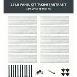Başkent Çit Sistemleri 10'lu Panel Çit Takım + 1 Direk 25 Metre 150CM Yükseklik Antrasit Renk - 150 x 250