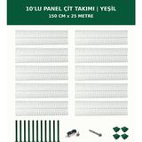Başkent Çit Sistemleri 10'lu Panel Çit Takım + 1 Direk 25 Metre 150CM Yükseklik Yeşil Renk - 150 x 250