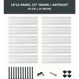 Başkent Çit Sistemleri 10'lu Panel Çit Takım + 1 Direk 25 Metre 50CM Yükseklik Antrasit Renk - 50 x 250