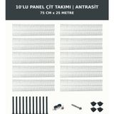 Başkent Çit Sistemleri 10'lu Panel Çit Takım + 1 Direk 25 Metre 75CM Yükseklik Antrasit Renk - 75 x 250