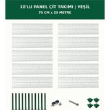 Başkent Çit Sistemleri 10'lu Panel Çit Takım + 1 Direk 25 Metre 75CM Yükseklik Yeşil Renk - 75 x 250