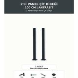 Başkent Çit Sistemleri 2'li Panel Çit Direği 100CM Yükseklik Antrasit Renk - 100 x 100