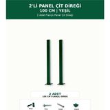 Başkent Çit Sistemleri 2'li Panel Çit Direği 100CM Yükseklik Yeşil Renk - 100 x 100