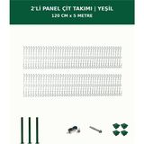 Başkent Çit Sistemleri 2'li Panel Çit Takım + 1 Direk 5 Metre 120CM Yükseklik Yeşil Renk - 120 x 250
