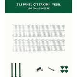 Başkent Çit Sistemleri 2'li Panel Çit Takım + 1 Direk 5 Metre 150CM Yükseklik Yeşil Renk - 150 x 250
