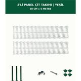 Başkent Çit Sistemleri 2'li Panel Çit Takım + 1 Direk 5 Metre 50CM Yükseklik Yeşil Renk - 50 x 250