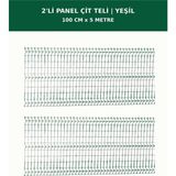 Başkent Çit Sistemleri 2'li Panel Çit Teli 5 Metre 100CM Yükseklik Yeşil Renk - 100 x 250