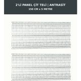 Başkent Çit Sistemleri 2'li Panel Çit Teli 5 Metre 150CM Yükseklik Antrasit Renk - 150 x 250