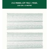 Başkent Çit Sistemleri 2'li Panel Çit Teli 5 Metre 150CM Yükseklik Yeşil Renk - 150 x 250