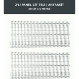 Başkent Çit Sistemleri 2'li Panel Çit Teli 5 Metre 50CM Yükseklik Antrasit Renk - 50 x 250