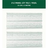 Başkent Çit Sistemleri 2'li Panel Çit Teli 5 Metre 75CM Yükseklik Yeşil Renk - 75 x 250