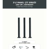 Başkent Çit Sistemleri 3'lü Panel Çit Direği 100CM Yükseklik Antrasit Renk - 100 x 100