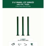 Başkent Çit Sistemleri 3'lü Panel Çit Direği 100CM Yükseklik Yeşil Renk - 100 x 100