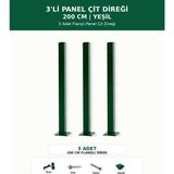 Başkent Çit Sistemleri 3'lü Panel Çit Direği 200CM Yükseklik Yeşil Renk - 200 x 200