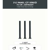 Başkent Çit Sistemleri 3'lü Panel Çit Direği 75CM Yükseklik Antrasit Renk - 75 x 75