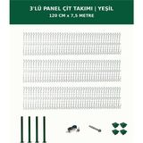 Başkent Çit Sistemleri 3'lü Panel Çit Takım + 1 Direk 7,5 Metre 120CM Yükseklik Yeşil Renk - 120 x 250
