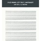 Başkent Çit Sistemleri 3'lü Panel Çit Teli 7,5 Metre 100CM Yükseklik Antrasit Renk - 100 x 250