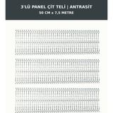 Başkent Çit Sistemleri 3'lü Panel Çit Teli 7,5 Metre 50CM Yükseklik Antrasit Renk - 50 x 250