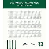 Başkent Çit Sistemleri 3'lü Panel Çit Teli 7,5 Metre 50CM Yükseklik Yeşil Renk - 50 x 250